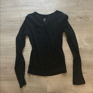 Black Basic Long Sleeve Top